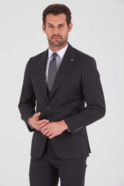 Antrasit Slim Fit Yelekli Takım Elbise - 3