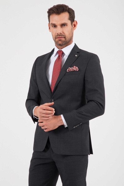 Slim Fit Koyu Gri Takım Elbise - 3