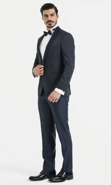 Lacivert Slim Fit Damatlık/Smokin - 1