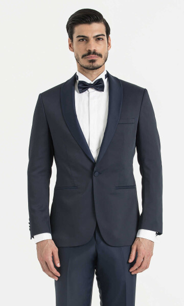 Lacivert Slim Fit Damatlık/Smokin - 2