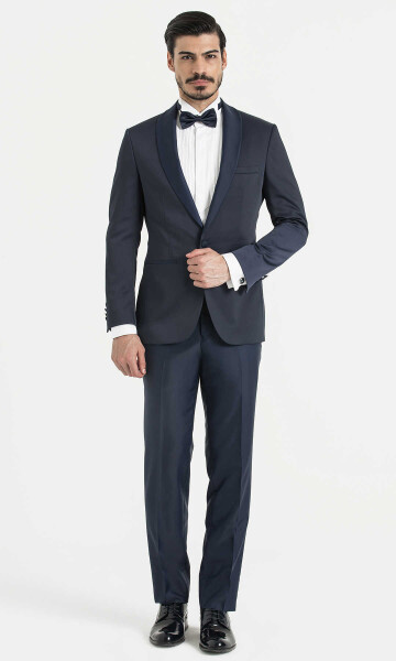 Lacivert Slim Fit Damatlık/Smokin - 3