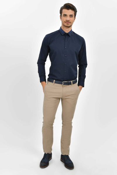 Slim Fit Lacivert Gömlek - 2