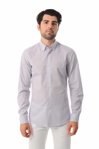 Slim Fit Lila Gömlek - 1