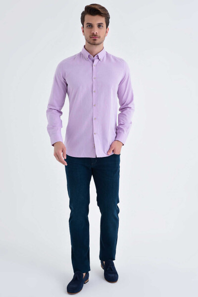 Slim Fit Lila Gömlek - 2