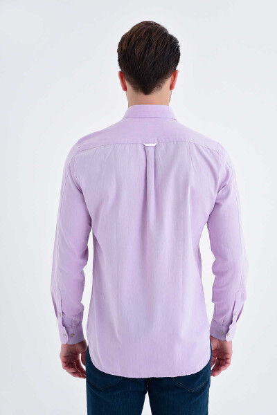 Slim Fit Lila Gömlek - 3