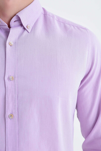 Slim Fit Lila Gömlek - 4