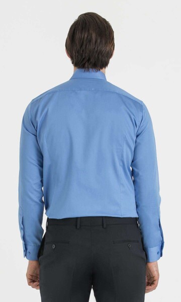 Slim Fit Mavi Gömlek - 4