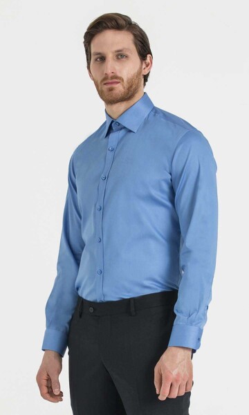 Slim Fit Mavi Gömlek - 3