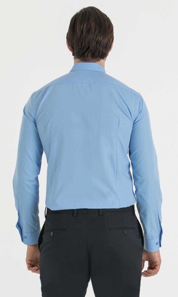 Slim Fit Mavi Gömlek - 4