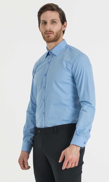 Slim Fit Mavi Gömlek - 3