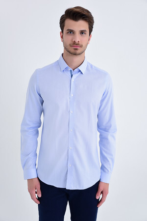 Slim Fit Mavi Gömlek - 5