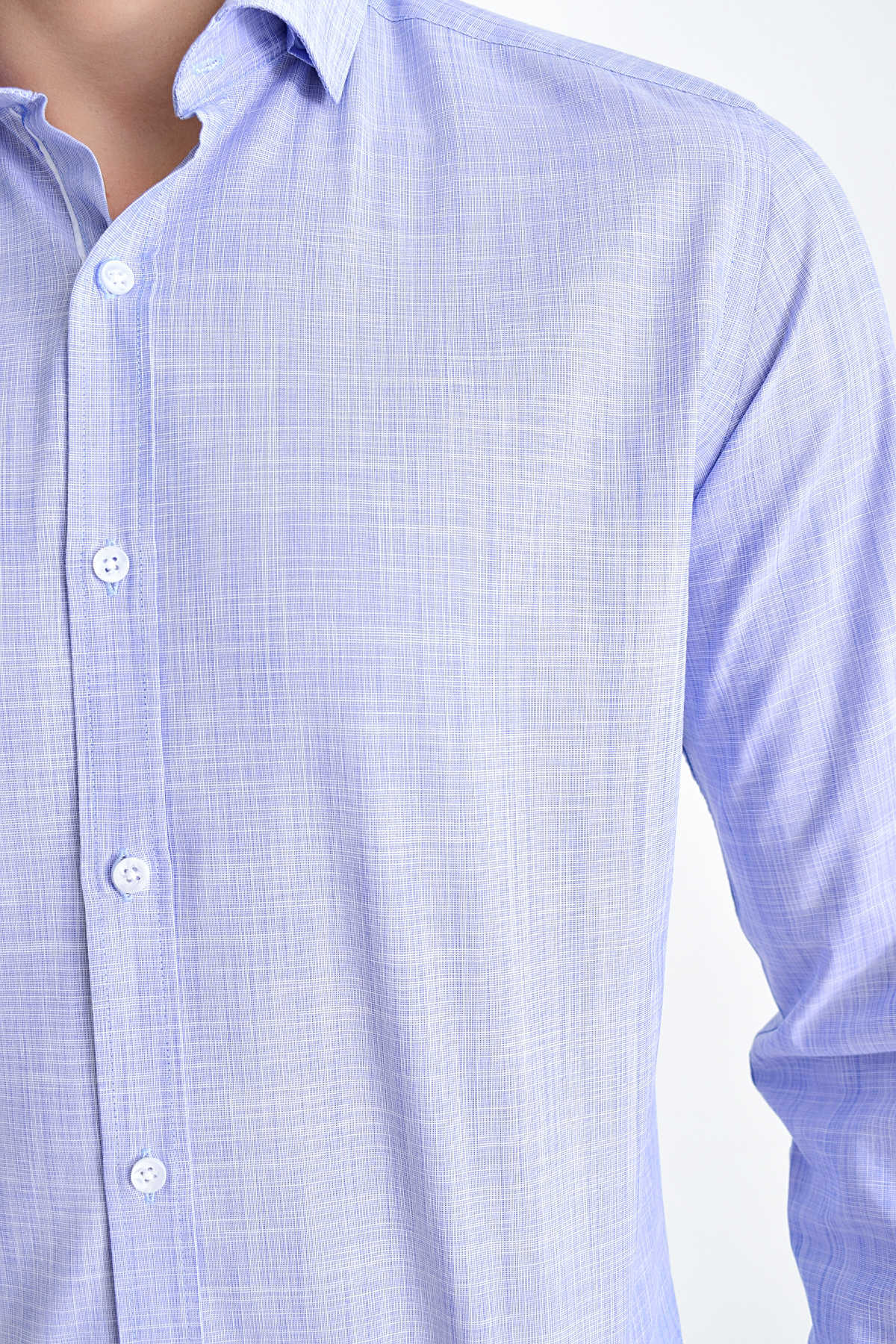 Mavi Slim Fit Pamuklu Uzun Kol Gömlek - 4