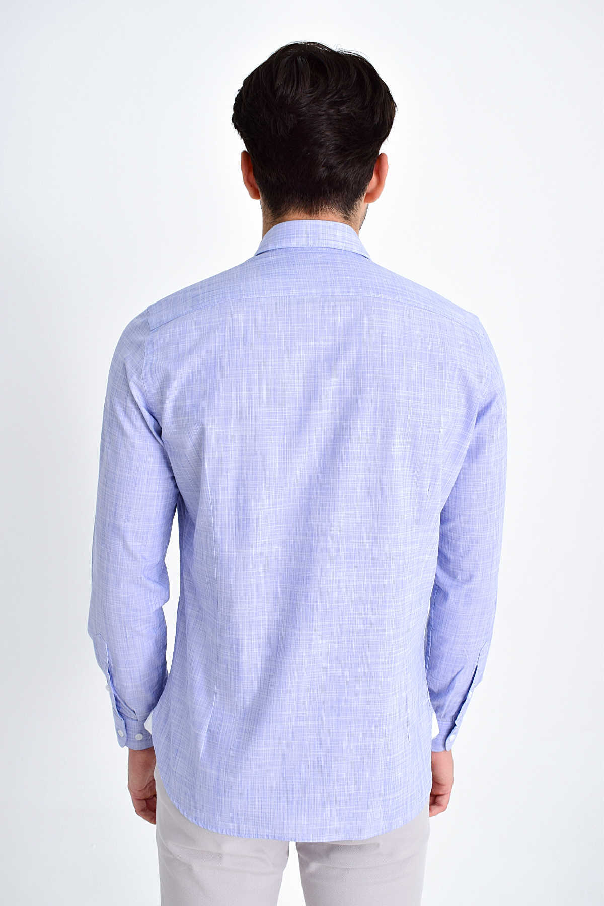 Mavi Slim Fit Pamuklu Uzun Kol Gömlek - 5