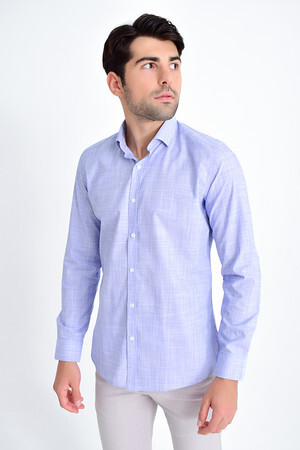 Mavi Slim Fit Pamuklu Uzun Kol Gömlek - 6