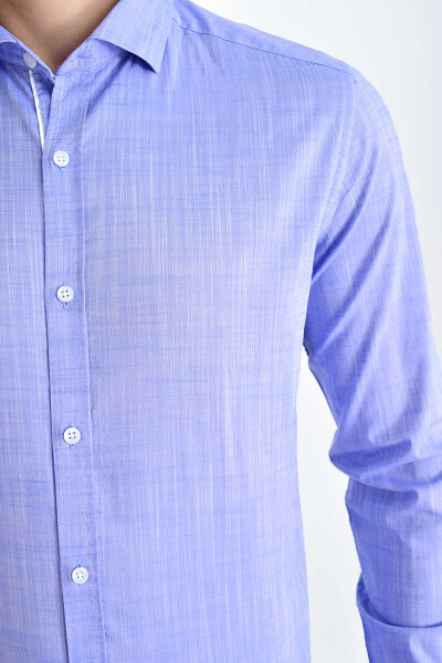 Mavi Slim Fit Pamuklu Uzun Kol Gömlek - 5
