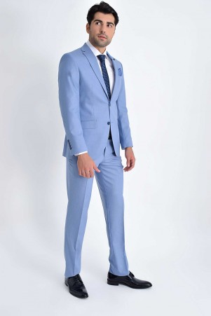 Açık Mavi Slim Fit Takım Elbise - Thumbnail