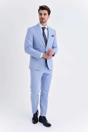 Mavi Slim Fit Takım Elbise - Thumbnail