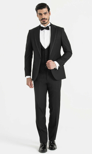 Slim Fit Siyah Damatlık/Smokin - 1