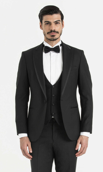 Slim Fit Siyah Damatlık/Smokin - 3