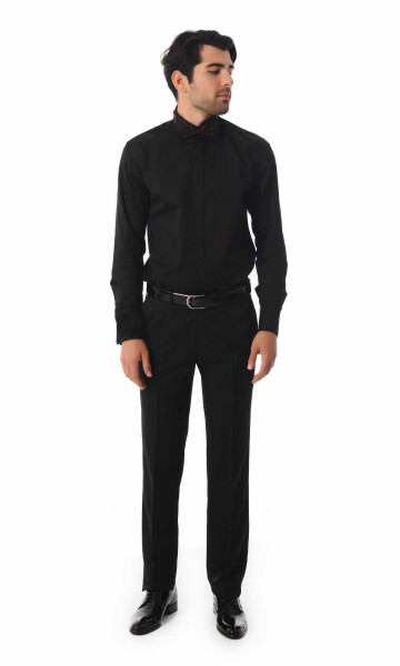 Slim Fit Siyah Gömlek - 2