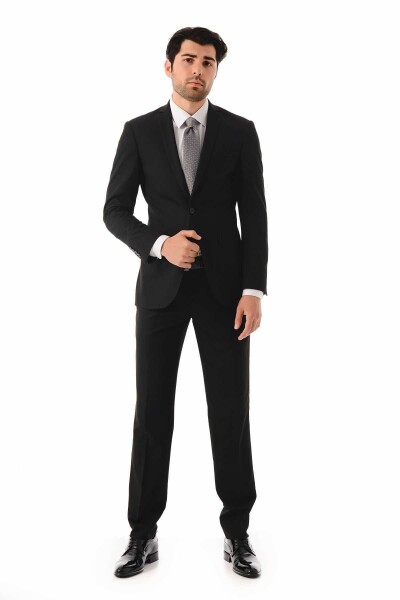Siyah Slim Fit Takım Elbise - 1