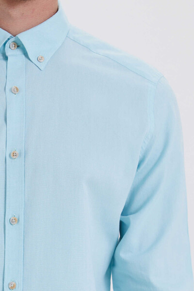Slim Fit Turkuaz Gömlek - 4