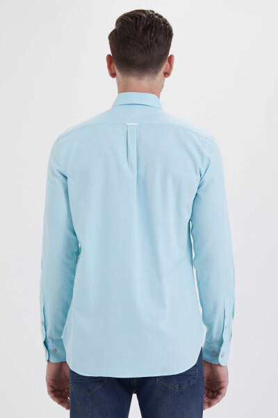 Slim Fit Turkuaz Gömlek - 3