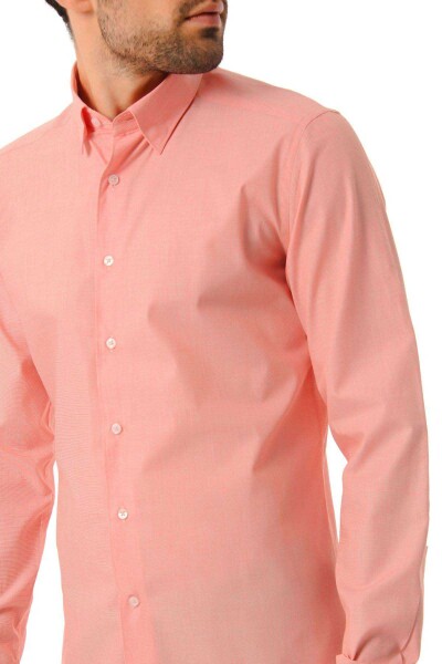Slim Fit Turuncu Gömlek - 4