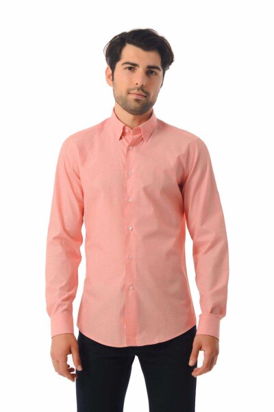 Slim Fit Turuncu Gömlek - 1