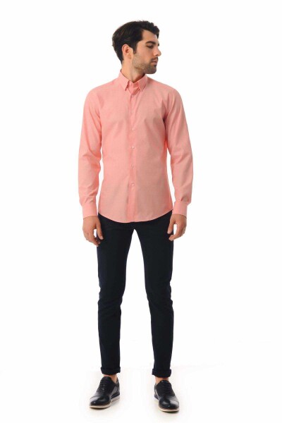 Slim Fit Turuncu Gömlek - 2