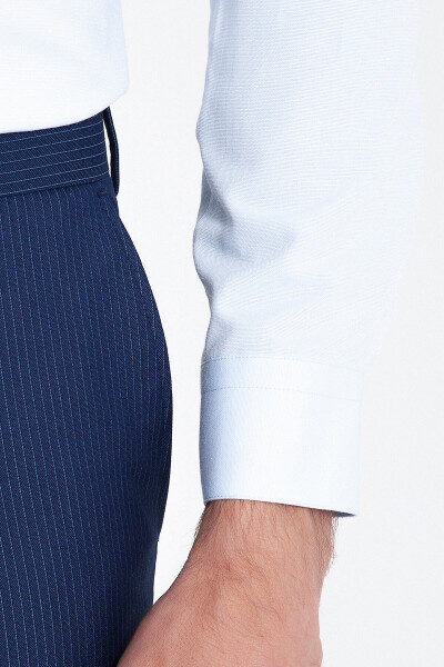 Mavi Slim Fit Pamuklu Uzun Kol Gömlek - 9