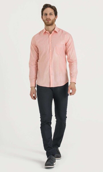 Somon Desenli Slim Fit Gömlek - 2