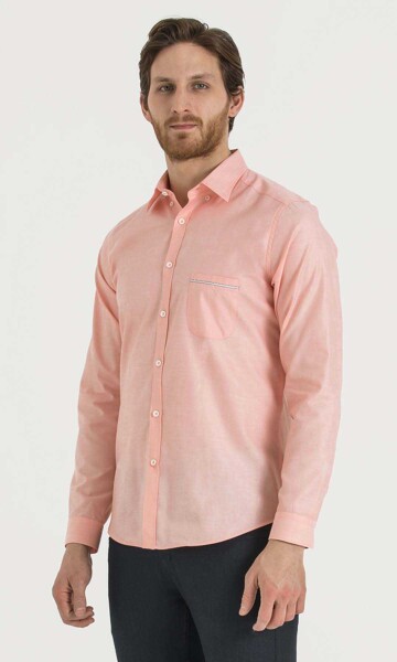 Somon Desenli Slim Fit Gömlek - 3