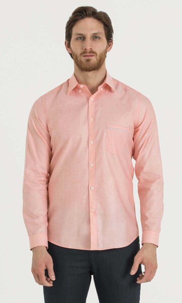 Somon Desenli Slim Fit Gömlek - 1