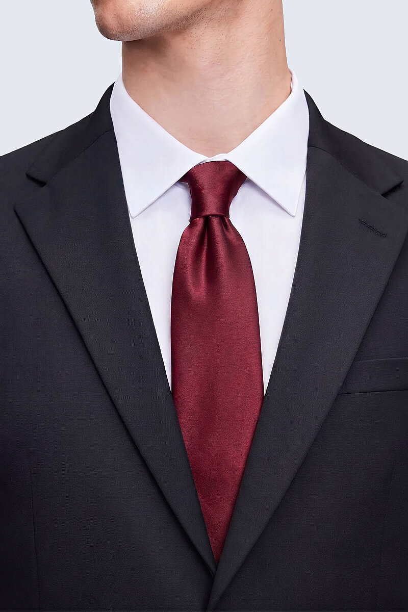 Su ve Leke Tutmayan 7 Cm Bordo Kravat ve Mendil Seti