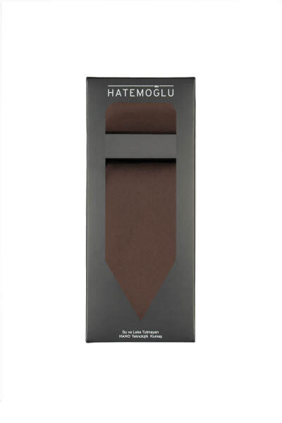 Su ve Leke Tutmayan 7 Cm Kahverengi Kravat ve Mendil Seti - 6