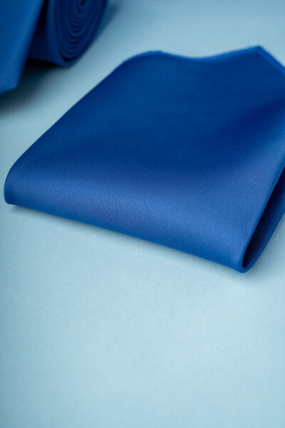 Su ve Leke Tutmayan 7 Cm Mavi Kravat ve Mendil Seti - 3