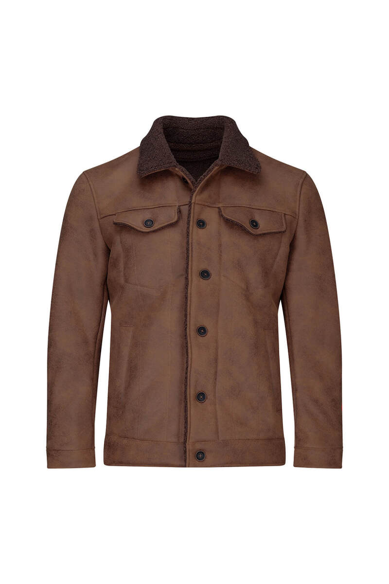 Taba Slim Fit Bebe Yaka Deri Mont - HTML