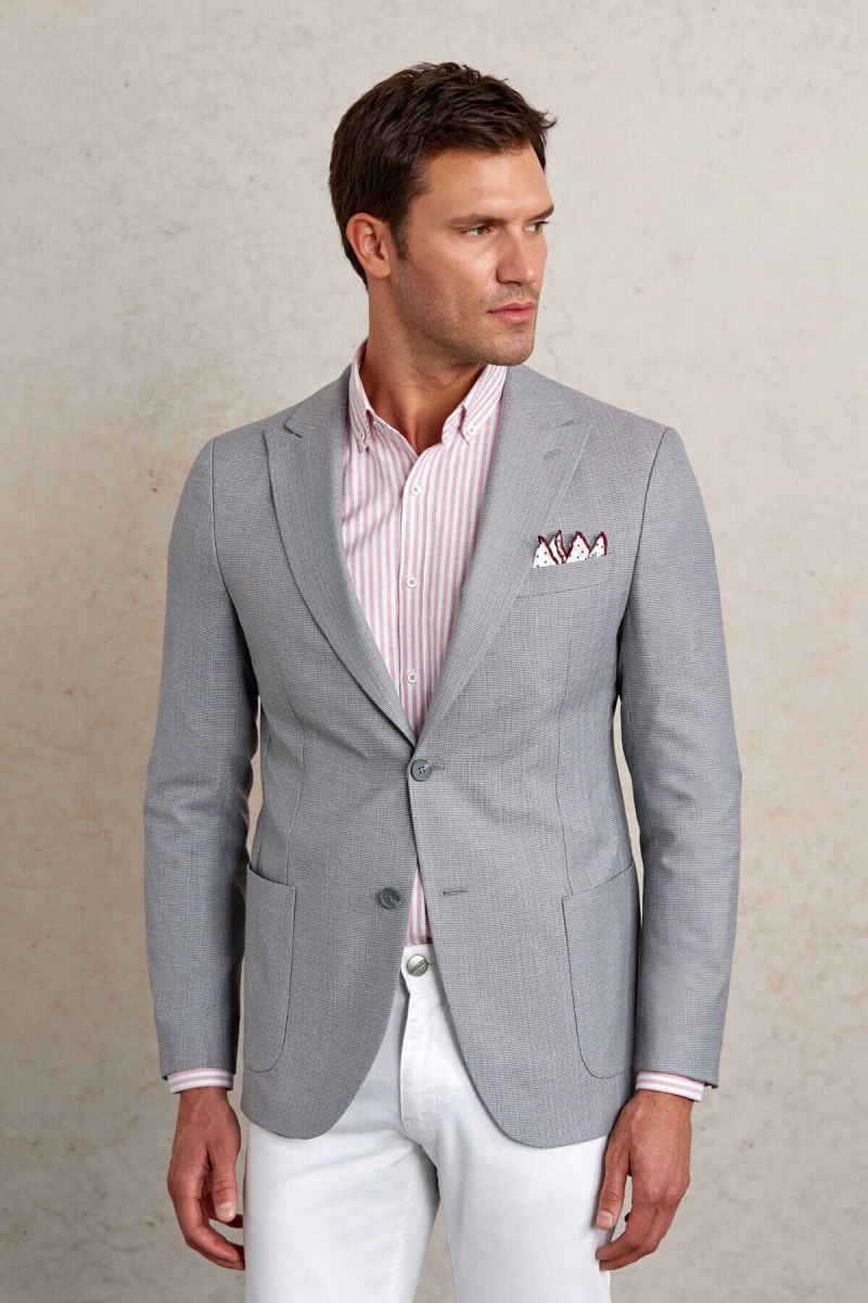 Taş Comfort Fit Sivri Yaka 4 Drop Klasik Ceket - HTML