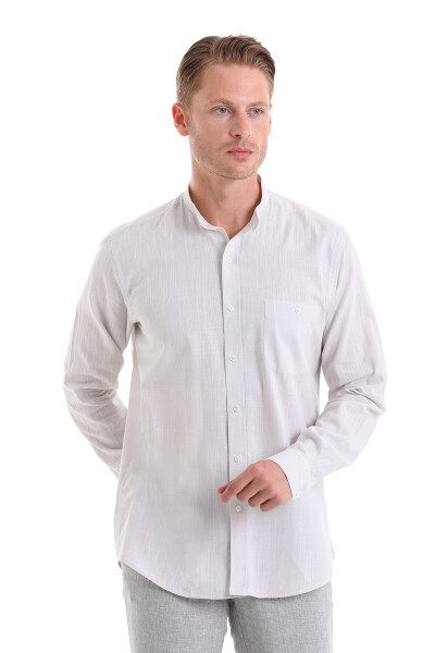 Taş Comfort Fit 100% Pamuk Hakim Yaka Uzun Kollu Spor Gömlek - 3