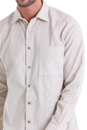 Taş Comfort Fit Düz %100 Pamuk Slim Yaka Kadife Uzun Kollu Gömlek Ceket - Thumbnail