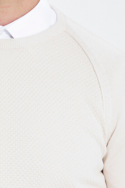 Taş Regular Fit Desenli Bisiklet Yaka Pamuklu Triko Kazak - 17