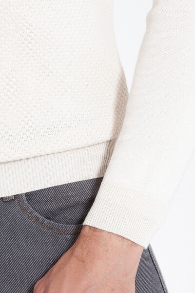 Taş Regular Fit Desenli Bisiklet Yaka Pamuklu Triko Kazak - 18