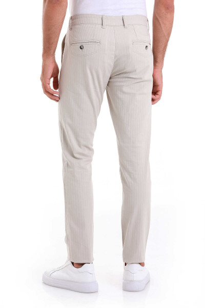 Taş Dinamik Fit Desenli Pamuklu Yandan Cep Kanvas Pantolon - 5