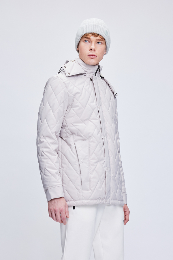 Taş Regular Fit Hakim Yaka Kapitone Kapüşonlu Mont - HATEMOĞLU (1)