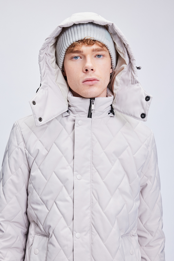 Taş Regular Fit Hakim Yaka Kapitone Kapüşonlu Mont - 5