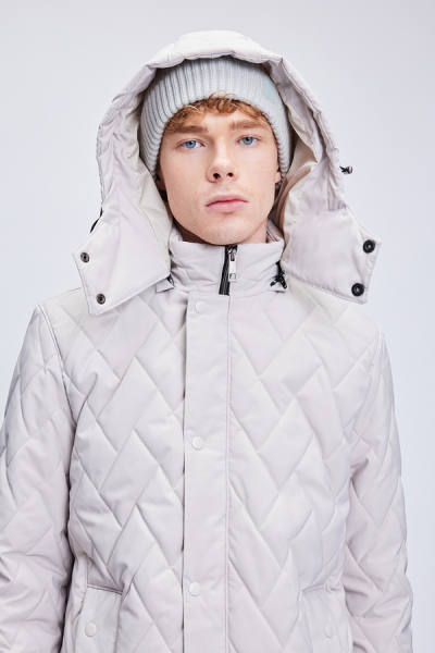 Taş Regular Fit Hakim Yaka Kapitone Kapüşonlu Mont - 5