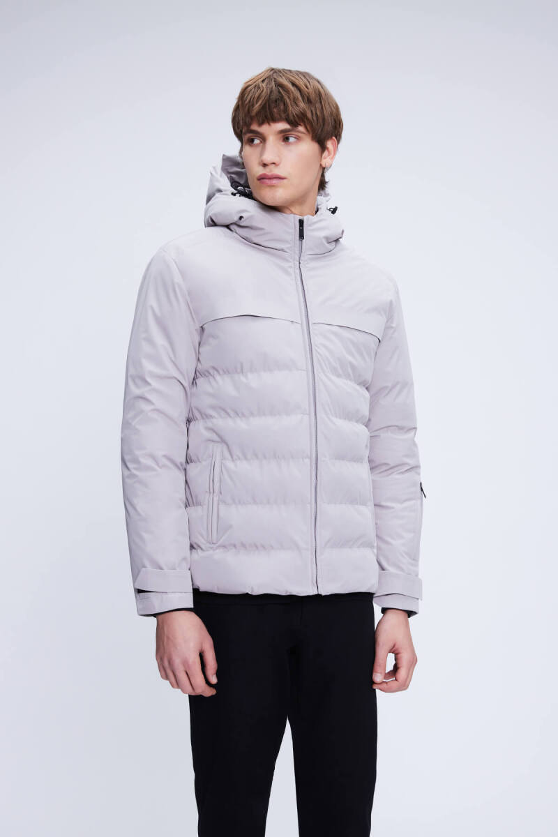 Taş Dinamik Fit Hakim Yaka Kapüşonlu Kaban - HTML