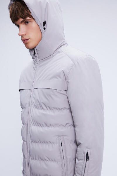 Taş Dinamik Fit Hakim Yaka Kapüşonlu Kaban - 3