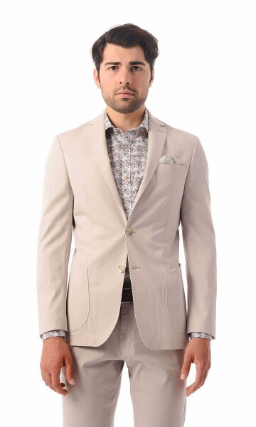 Slim Fit Bej Ceket - Thumbnail